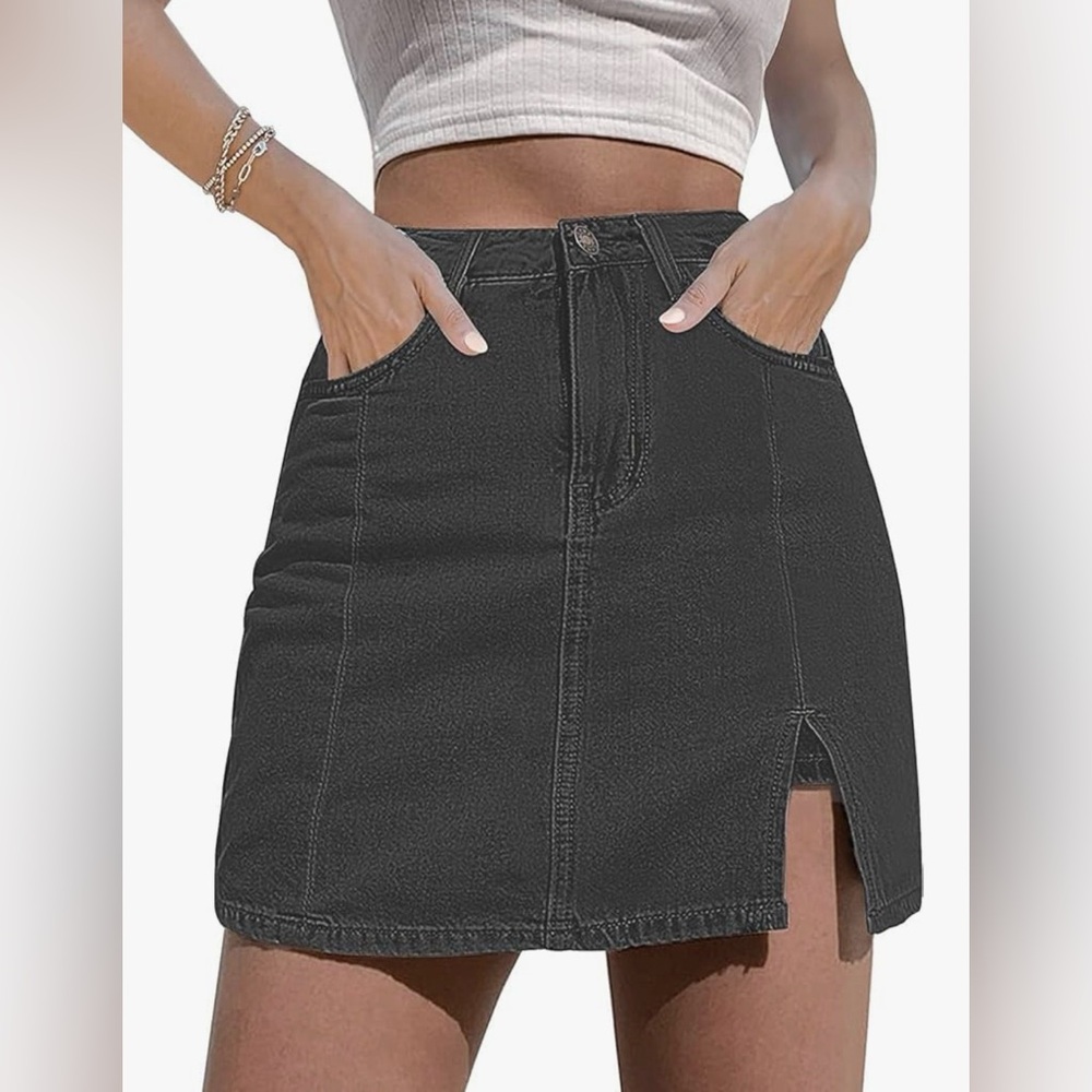 Cute Grey Denim Mini Skirt